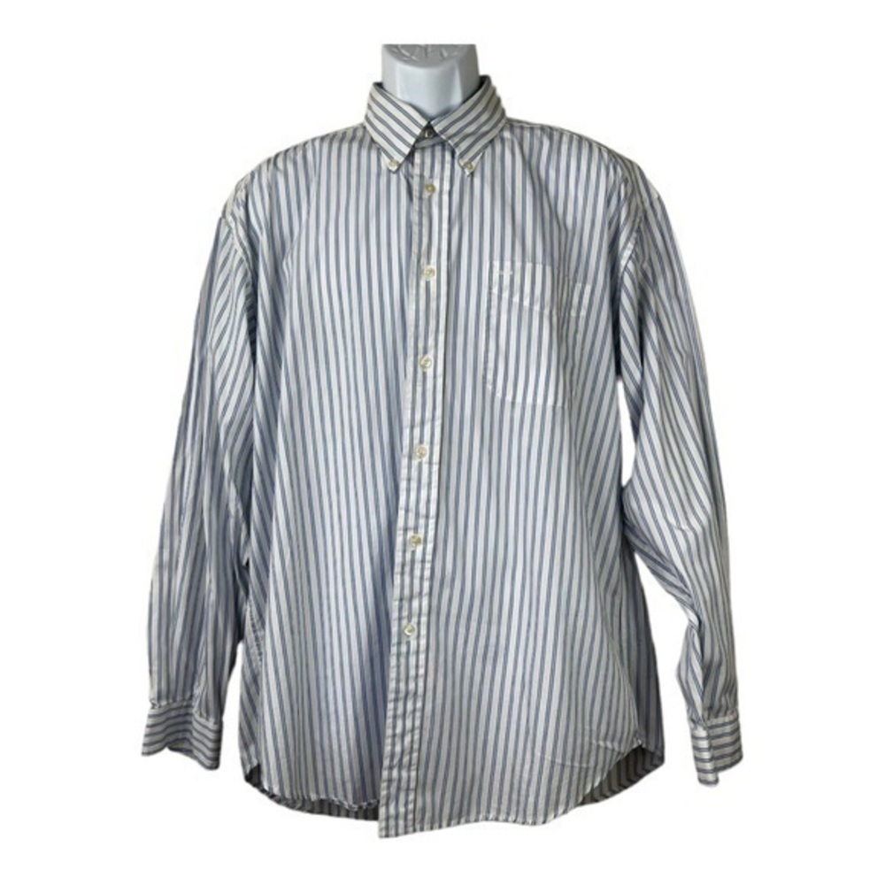 Tommy Hilfiger Men Casual Shirt Buttons Down Striped White Blue Sz L
